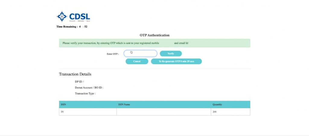 Secure Stock Selling: TPIN & OTP Verification | CDSL