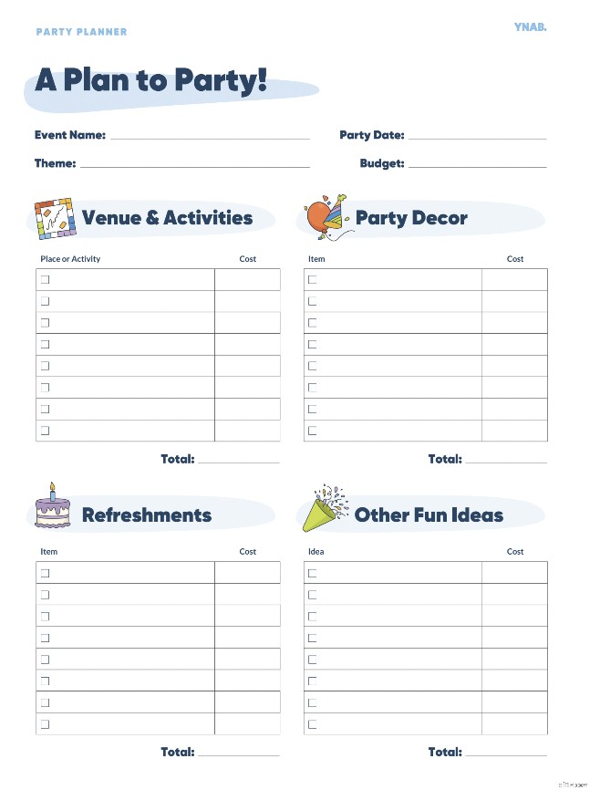 Budgeting for Birthdays + Party Planning Template