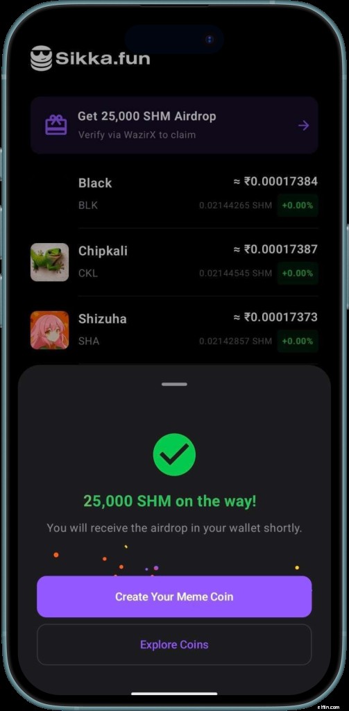 Sikka.fun Airdrop:Klaim 25.000 SHM (Terbatas untuk 1.000 Pengguna WazirX) 